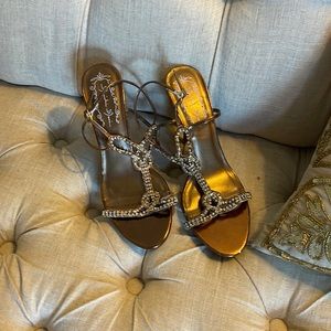 Rhinestone sandals brown nwot